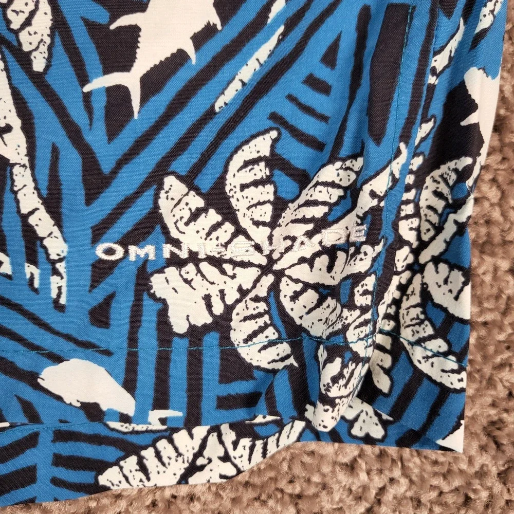 Columbia PFG Shorts Mens XL Blue Palm Tree Shark Fishing Mesh Lined 6in